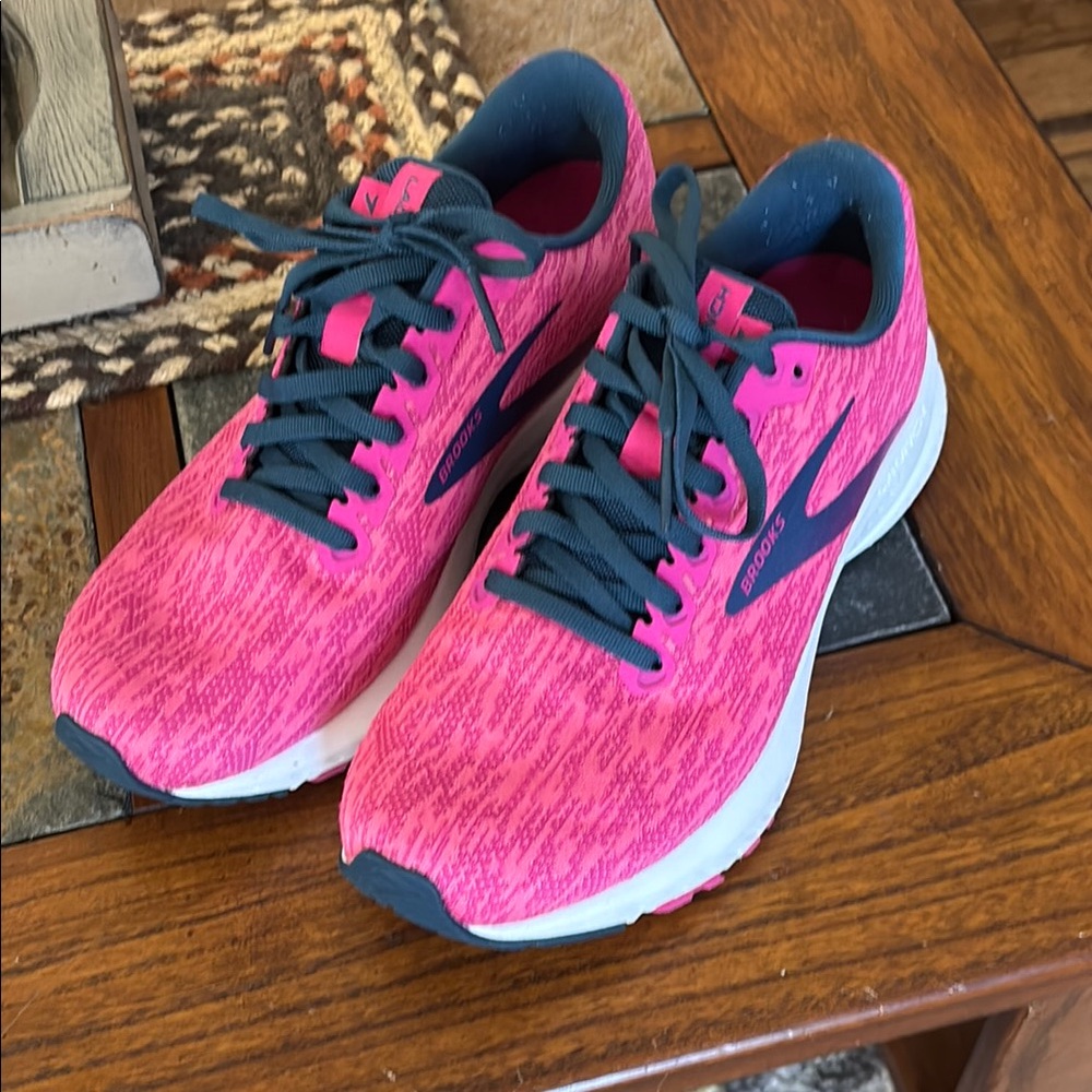 Brooks Pink and Blue Athletic Shoes with Cushioned Support